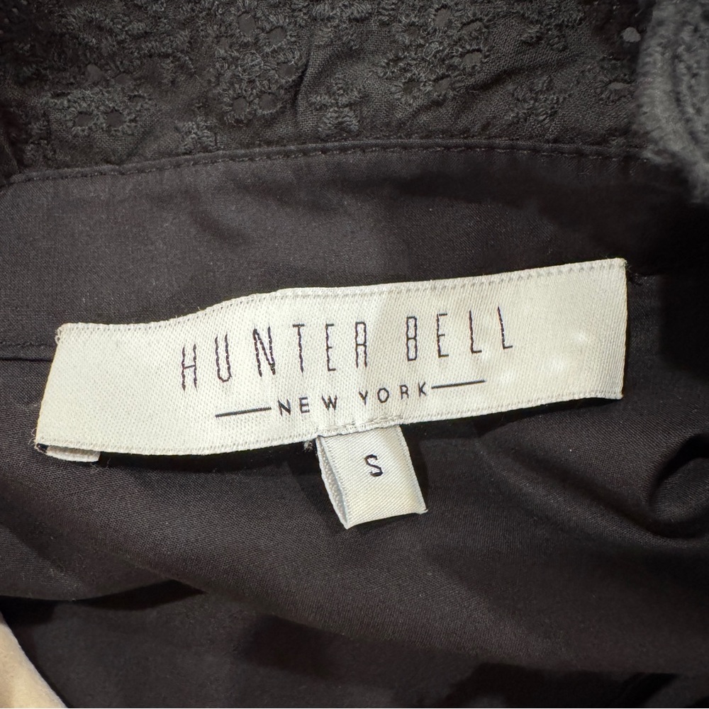 Hunter Bell Carter Mini Dress Lace Cotton Poplin Preppy Dark Academia Black Sz S - Picture 4 of 15